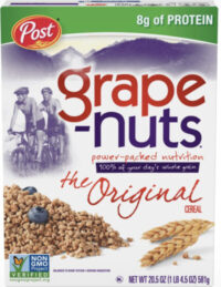 Warmed breakfast cereal: Grape-nuts with sunflower seeds and honey
